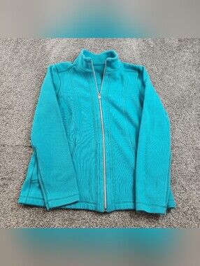 Tommy Bahama Womens Blue Full Zip Mock Neck Sweatshirt Jacket
